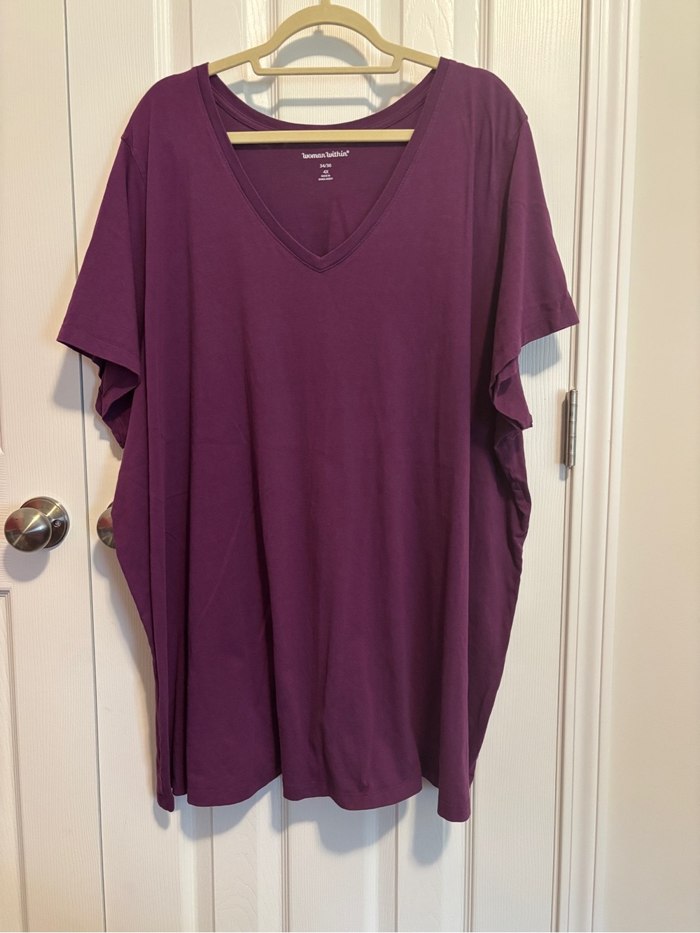 Woman Within V-Neck Short Sleeve Tee - Deep Claret